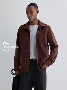 Merionis Men's Solid Color Casual Versatile Daily Wear Long Sleeve Jacket - Coffee Brown - View 1