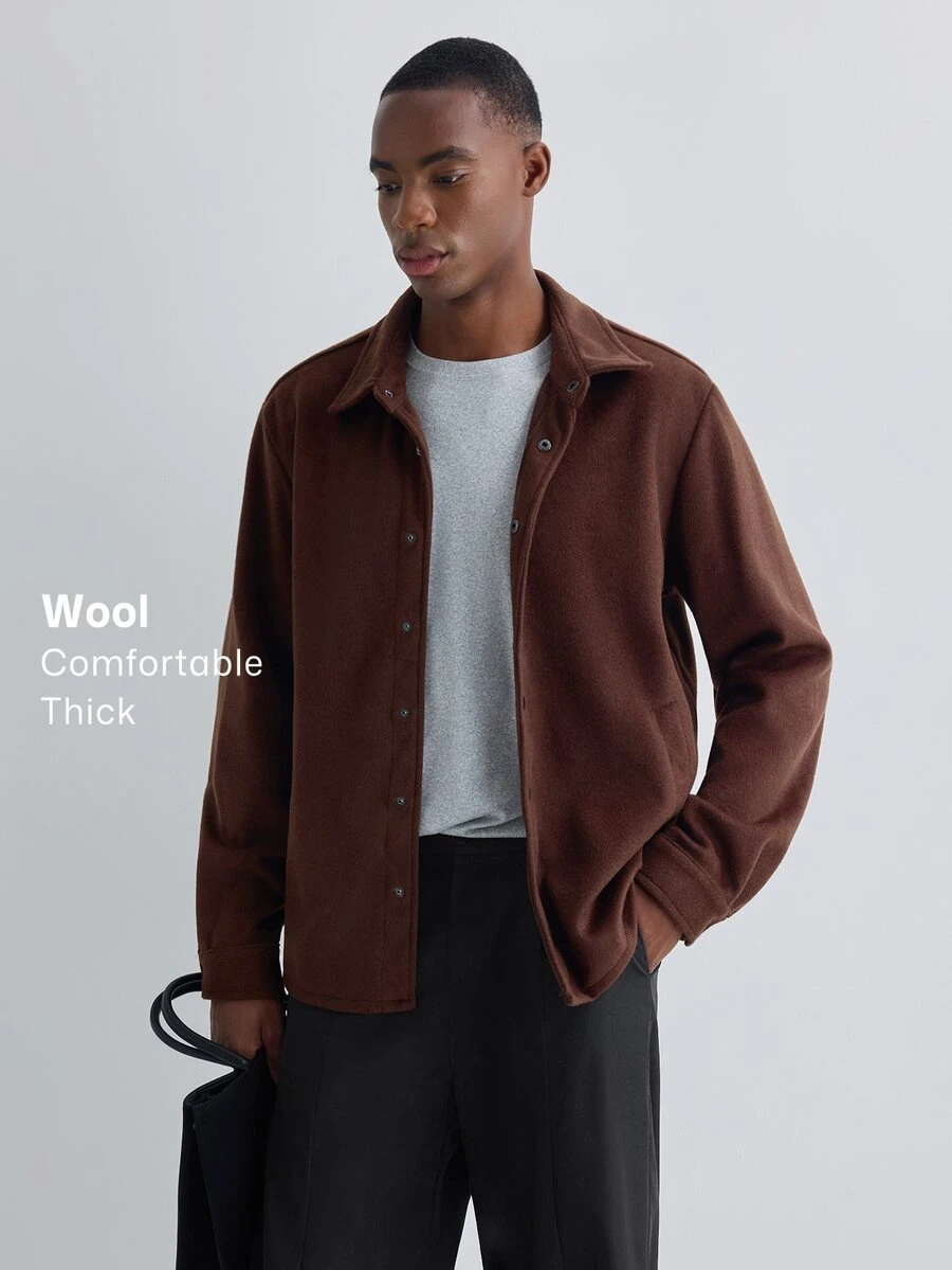 Merionis Men's Solid Color Casual Versatile Daily Wear Long Sleeve Jacket - Coffee Brown - View 1