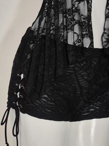 SHEIN ICON Women's Lace Halter Neck Camisole, Fashionable For Summer - Black - View 9