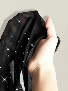 SHEIN ICON 女款水鑽裝飾掛脖連身褲 - 黑色 - 查看 11