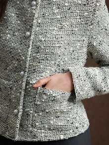 Zovinel Women's Round Neck Single-Breasted Elegant Commuter Blazer - Black and White - View 9