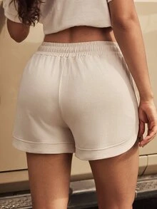 Nima Coro 100% Cotton Jersey Fabric Casual Versatile Patchwork Drawstring Elastic Waist Shorts,Casual Elegant For Outdoor, Commuting, Dating,Summer/Autumn - Beige - View 13