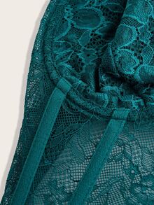 SHEIN ICON 1pc Elegant Solid Color Lace Camisole Top For Summer - Dark Green - View 5