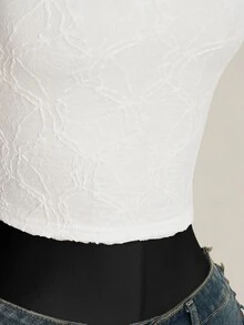 SHEIN ICON 女款素色休閒日常穿搭掛脖上衣 - 白色 - 查看 8