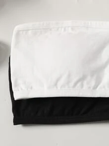 SHEIN 青少年女孩 2件組 多穿法休閒黑白羅紋時尚極簡舒適抹胸上衣套裝，四季皆宜 - 黑與白 - 查看 8