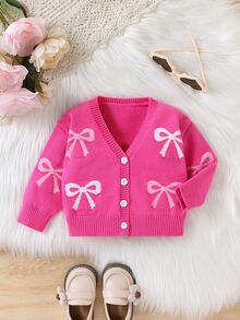 Cardigan Motif Pita untuk Bayi Perempuan - Berwarna merah muda - View 1