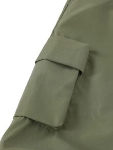 SHEIN Sparklyn Tween Girl Fall Clothes Solid Color Casual Versatile Daily Wear Long Pants,Streetwear, Autumn/Winter Outfit, Back To School, Knit, Loose,Cargo Pants - Army Green - View 13