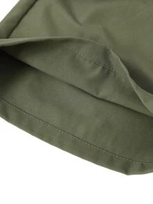 SHEIN Sparklyn Tween Girl Fall Clothes Solid Color Casual Versatile Daily Wear Long Pants,Streetwear, Autumn/Winter Outfit, Back To School, Knit, Loose,Cargo Pants - Army Green - View 8