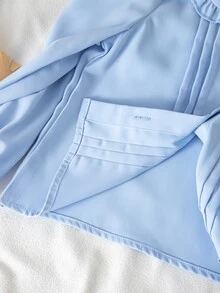 SHEIN Young Girl Cute Versatile Kids Casual Urban Campus Long Sleeve Peter Pan Collar Blouse - Baby Blue - View 7