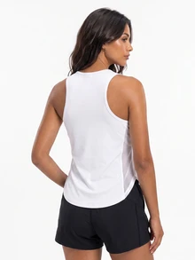 SHEIN Sports Women's Sleeveless Sports Yoga Outdoor Vest, Mesh Panel On Sides And Y-Back Design, Curved Hem - White - View 2