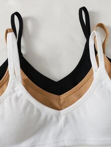 SHEIN Tween Girl 3pcs Tween Girls Kids Minimalist Comfortable Padded Strap Bra, All Seasons - Multicolor - View 6
