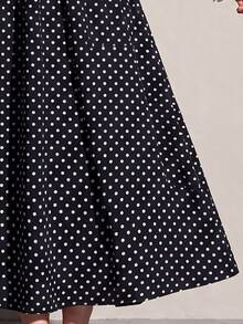 SHEIN 8-12歲女童波點迷你秋季套裝秋季洋裝女童服飾 - 黑與白 - 查看 9