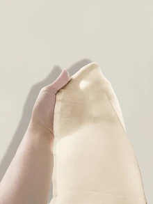 SHEIN ICON 女士纯色简约圆领褶皱优雅连衣裙 - 杏色 - 查看 12