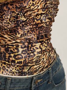 SHEIN ICON Spaghetti Strap Leopard Print Lace Trim Camisole,Summer Top - Brown - View 10