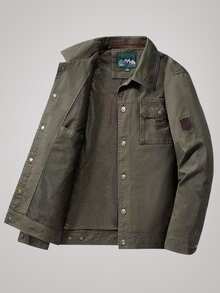 Officeau Men's Khaki Collar Workwear Jacket, For Business Casual/Commuting, Gift For Father/Husband - Khaki - View 1