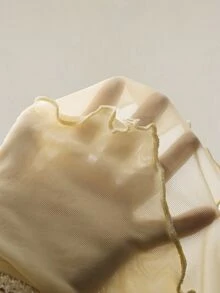 SHEIN ICON 女式褶饰前开襟性感网眼拼接盖袖露背休闲度假短款背心 - 米色 - 查看 8