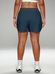 Rhythm Era Plus Size Summer Casual Mesh Patchwork Sports Shorts - Navy Blue - View 2