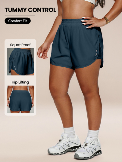 Rhythm Era Plus Size Summer Casual Mesh Patchwork Sports Shorts
