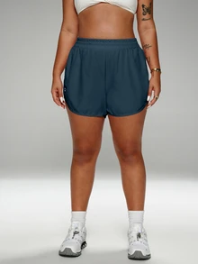 Rhythm Era Plus Size Summer Casual Mesh Patchwork Sports Shorts - Navy Blue - View 4