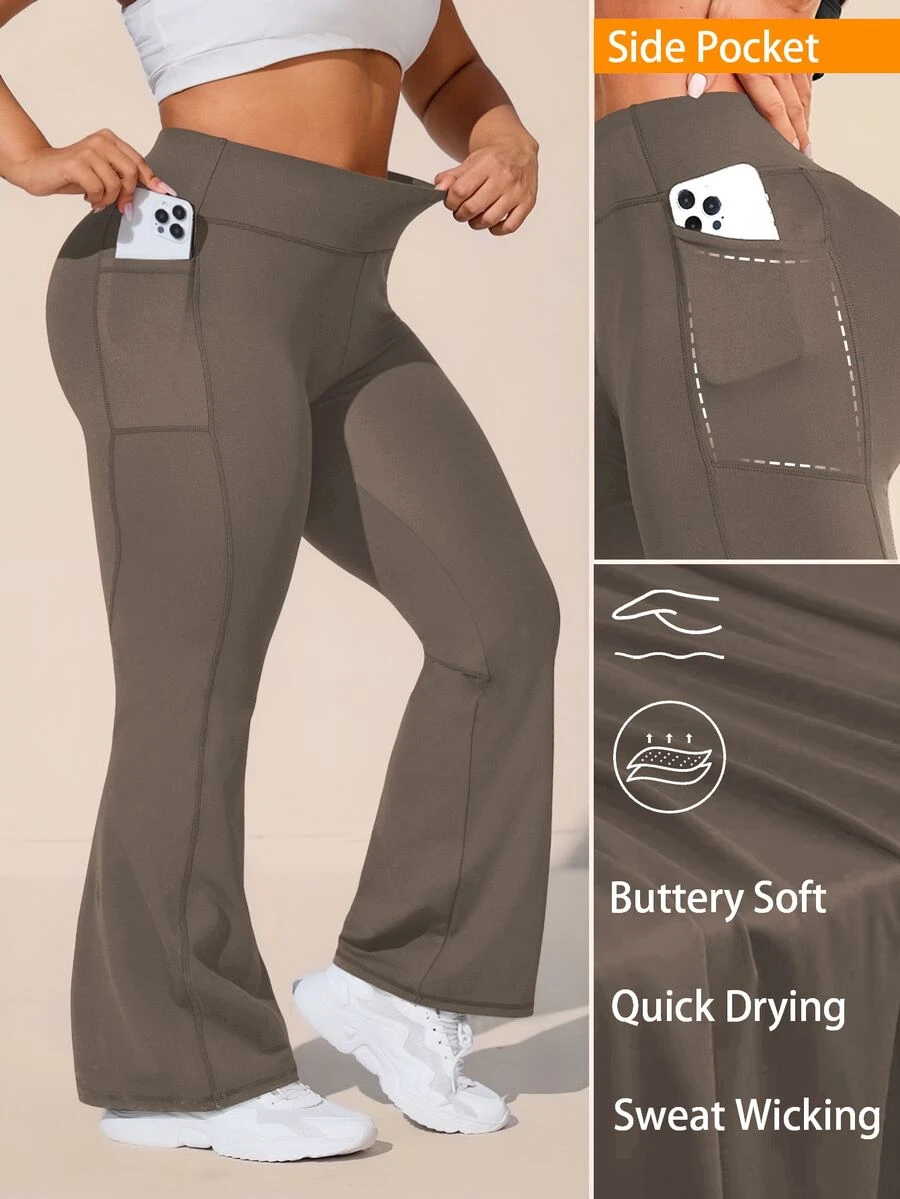 Rhythm Era Plus Size High Waist Side Pocket Flare Leg Sweatpants