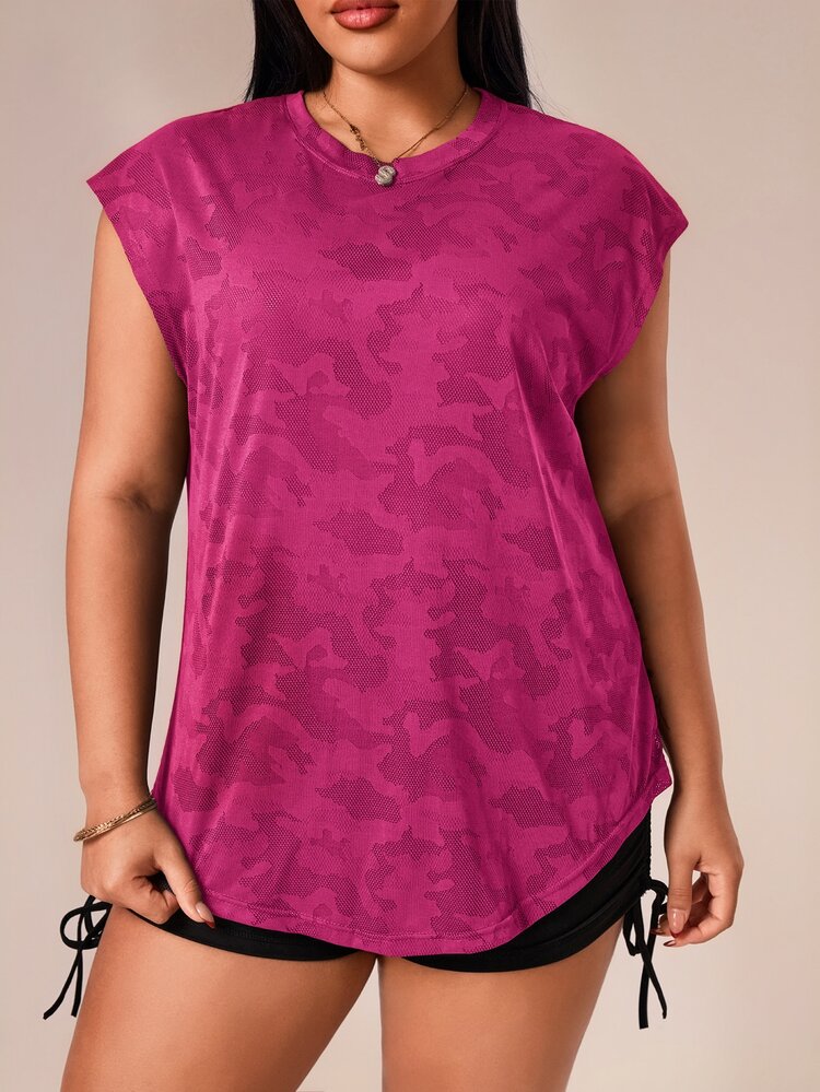 Rhythm Era Plus Size Women Breathable Sports Tank Top Plus Size Tops Summer - Purple - View 5