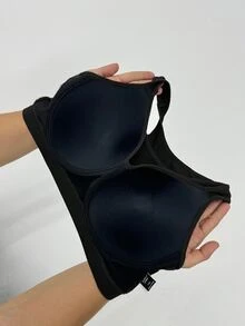 Rhythm Era Bra Olahraga Wanita Ukuran Besar Model One-Piece dengan Kawat Penyangga dan Bagian Belakang Model Racerback yang Dapat Diatur, Dukungan Tinggi untuk Aktivitas Olahraga di Gym Saat Tahun Baru Imlek, Warna Hitam, Musim Panas - Hitam - View 7