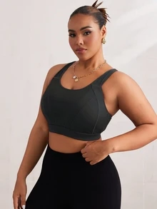 Rhythm Era Bra Olahraga Wanita Ukuran Besar Model One-Piece dengan Kawat Penyangga dan Bagian Belakang Model Racerback yang Dapat Diatur, Dukungan Tinggi untuk Aktivitas Olahraga di Gym Saat Tahun Baru Imlek, Warna Hitam, Musim Panas - Hitam - View 6