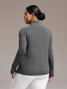Rhythm Era Plus Size Women Printed Zipper Long Sleeve Sweatshirt Fall - Dark Grey - View 3