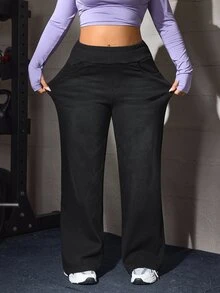 Flexra 秋季休閒直筒彈性牛仔褲，水洗舒適大尺碼女款日常穿著牛仔褲 - 黑色 - 查看 5