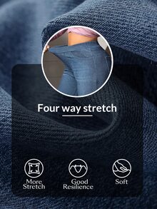 Flexra Fall Casual Straight Leg Stretchy Denim Daily Wear Washed Comfortable Plus Size Jeans For Women - Blue - View 9