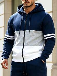 Manfinity CasualCool Herrsport hoodie med färgblock och patchwork - Multifärgad - Visa 1
