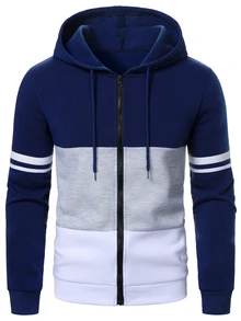 Manfinity CasualCool Herrsport hoodie med färgblock och patchwork - Multifärgad - Visa 4