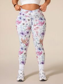 Rhythm Era Women's Plus Size Floral Print High Waist Athletic Leggings - Multicolor - View 7