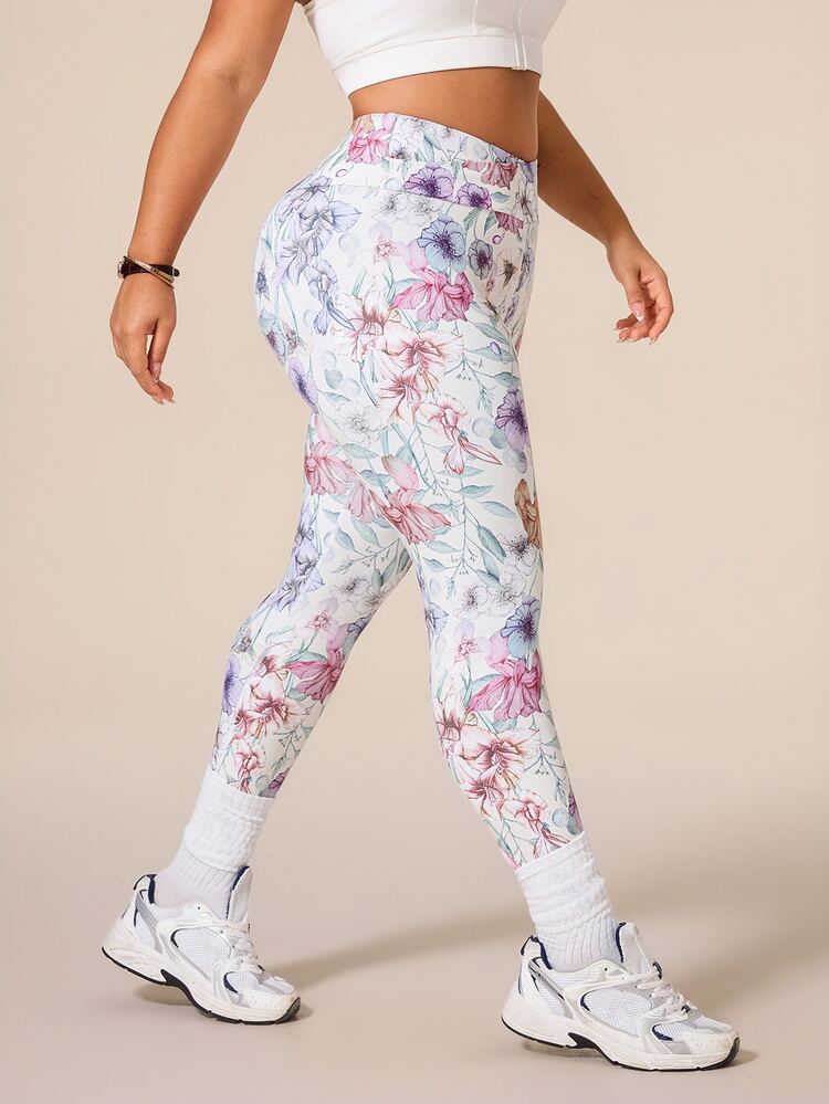 Rhythm Era Women's Plus Size Floral Print High Waist Athletic Leggings - Multicolor - View 5