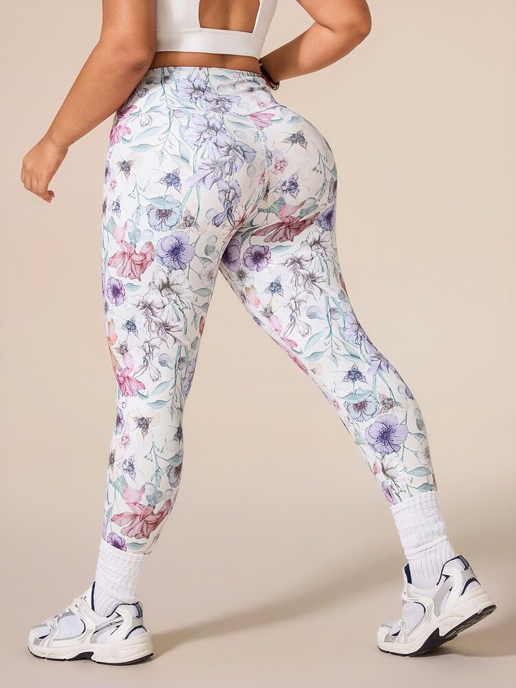 Rhythm Era Women's Plus Size Floral Print High Waist Athletic Leggings - Multicolor - View 3