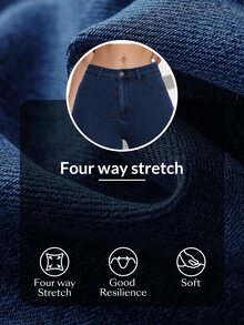 Flexra 女款修身休閒百搭牛仔褲，附口袋 - 藍色 - 查看 6