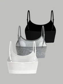 Girlism Tween Girls And Spring/Summer New Simple Casual Padded Skin-Friendly Comfortable Underwear 3pcs Pieces Set, All-Season Wear - Multicolor - View 2