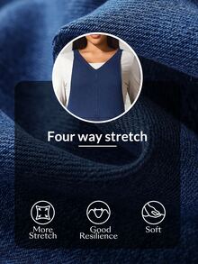 Flexra Plus Size Women's Casual Loose Denim Overalls - Dark Wash - View 8