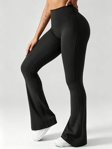 SHEIN Dewbera Legging Yoga Kasual Wanita untuk Olahraga Sehari-hari dengan Kantong - Hitam - View 4