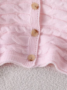 Girls' Elegant Youthful Gentle Elegant Crochet Round Neck Cardigan - Pink - View 6