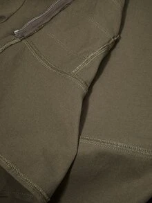 SHEIN ICON Y2k Women's Napoleon Going Out Olive Green Solid Color Long Sleeve Zip-Up Napoleon Regular Jacket - Army Green - View 14