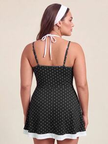 SHEIN Rhythm Era Women's Plus Size Polka Dot Print Colorblock Pocket Sport Skort - Multicolor - View 2