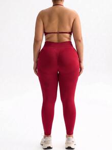 Rhythm Era Set Olahraga Seksi Rajut Tanpa Jahitan untuk Wanita - Burgundy - View 2