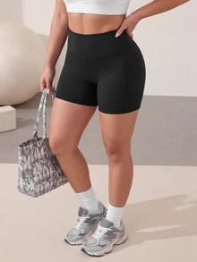 SHEIN Unity 2PCS Women Plus Size Sports Shorts - Multicolor - View 4