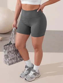 SHEIN Unity 2PCS Women Plus Size Sports Shorts - Multicolor - View 8