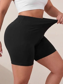 SHEIN Unity 2PCS Women Plus Size Sports Shorts - Multicolor - View 5