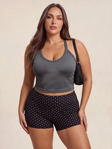 Velisys Velisys Women's Plus Size Solid Color Fitted Versatile Daily Wear Halter Neck Sports T-Shirt 3-Pack - Multicolor - View 6