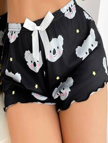 SHEIN Women's Cartoon Koala Print Pajama Bottom Sleep Shorts - Multicolor - View 4