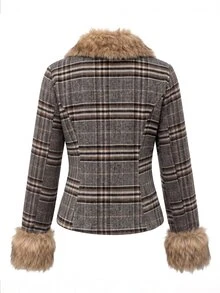Yalmera Fall Clothes FOR WomenLady's Elegant Collar Fashion Winter Woolen Fabric - Brown - View 2