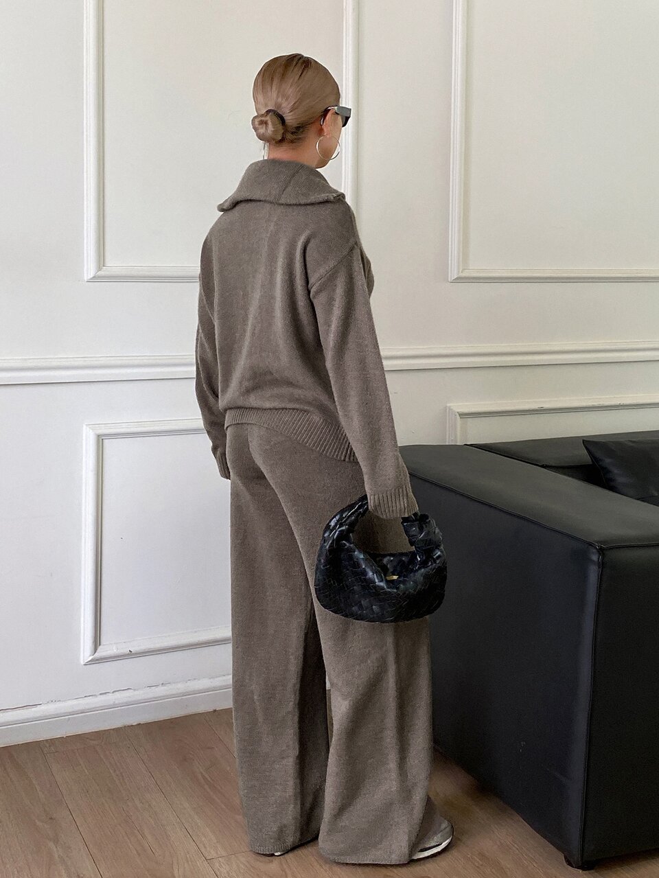 Women's Autumn/Winter Casual Solid Color Cardigan & Knit Pants 2 Pieces Set